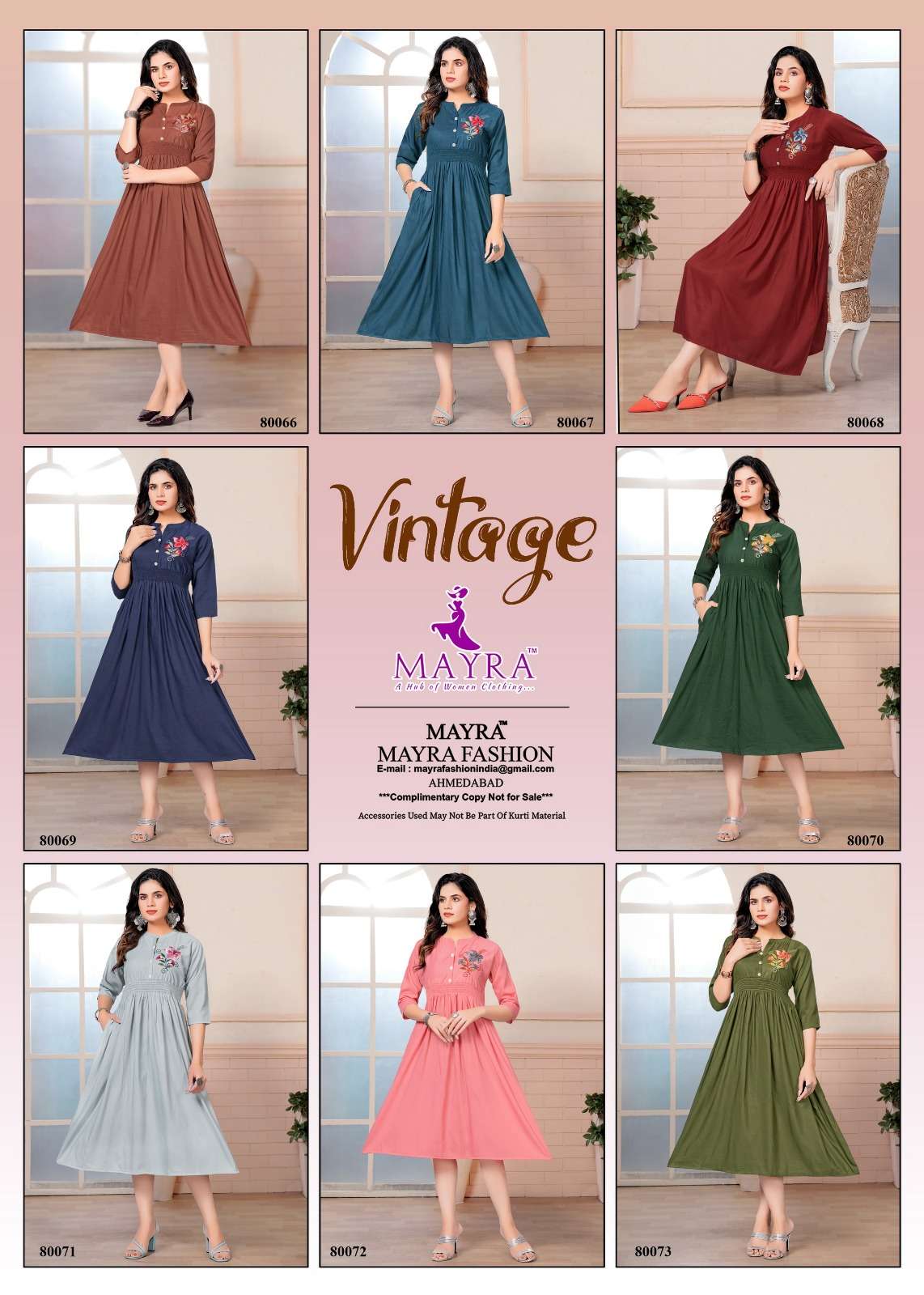 MAYRA - VINTAGE - FANCY BOMBAY VISCOSE LYCRA FABRICS EMBROYDREY WORK UMBRELLA TOP WITH SMOKE WORK CONCEPT-INDEX